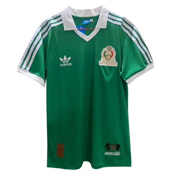 Heimtrikot Thailand Mexico Retro 1986 Grün Günstige Fußballtrikots